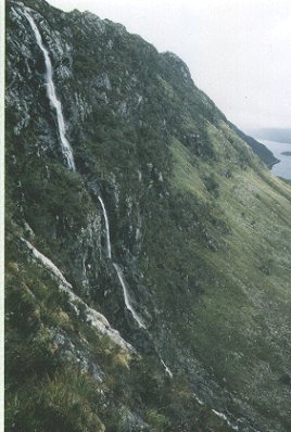 The Eas-Coul-Aulin falls from near the top