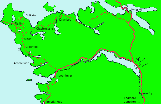 Map of Assynt showing the main archeological sites